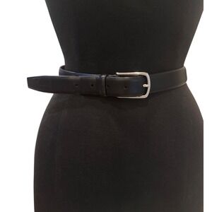 Coach Black Leather Belt Silver Solid Brass Buckle Full Grained Cowhide Sz 40